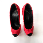 Vintage Giuseppe Zanotti Red Ruched Peep Toe Platform Heels (36)