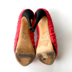 Vintage Giuseppe Zanotti Red Ruched Peep Toe Platform Heels (36)