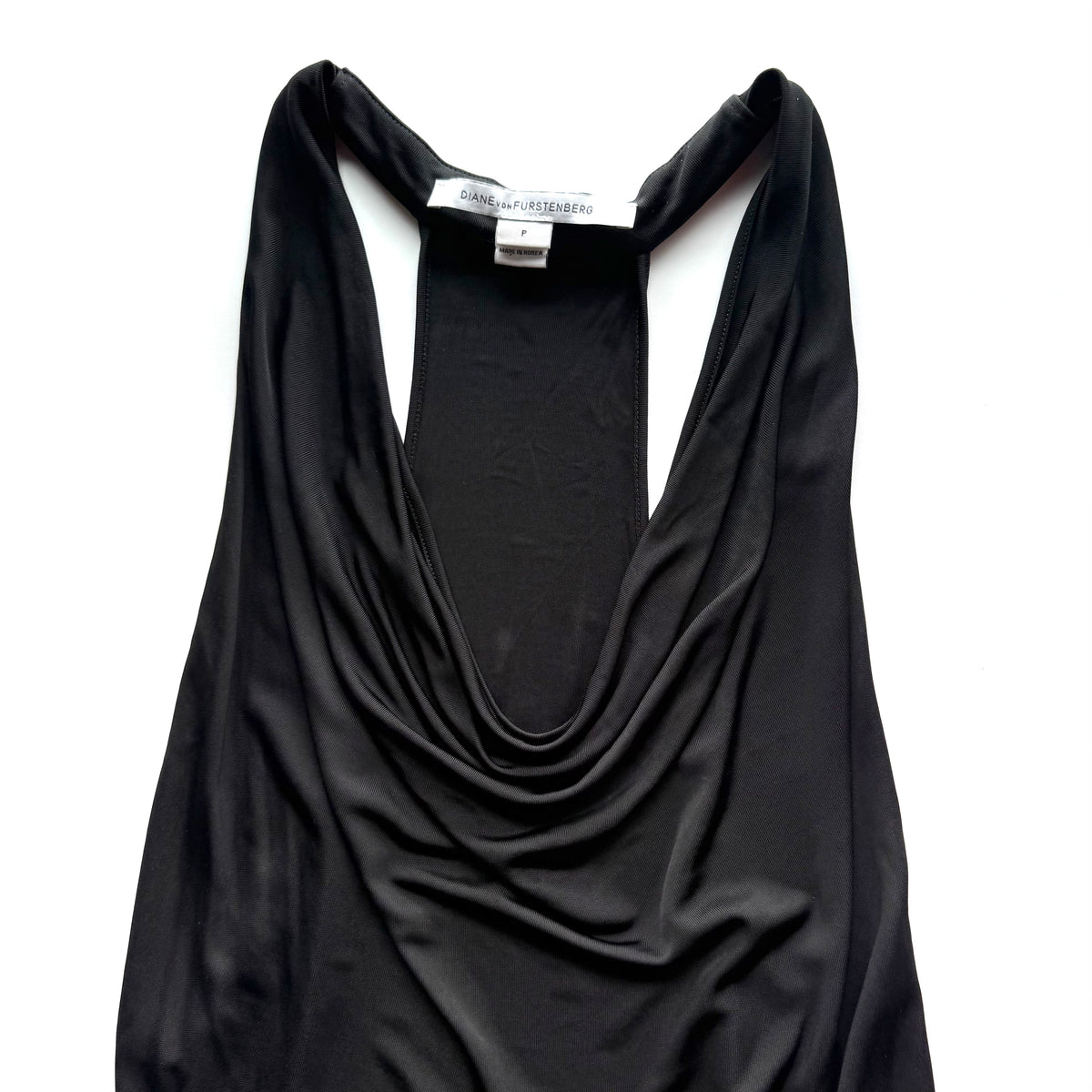 Vintage Diane Von Furstenberg Black Draped Midi Dress