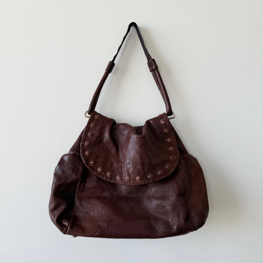 Vintage Leather Studded Shoulder Bag