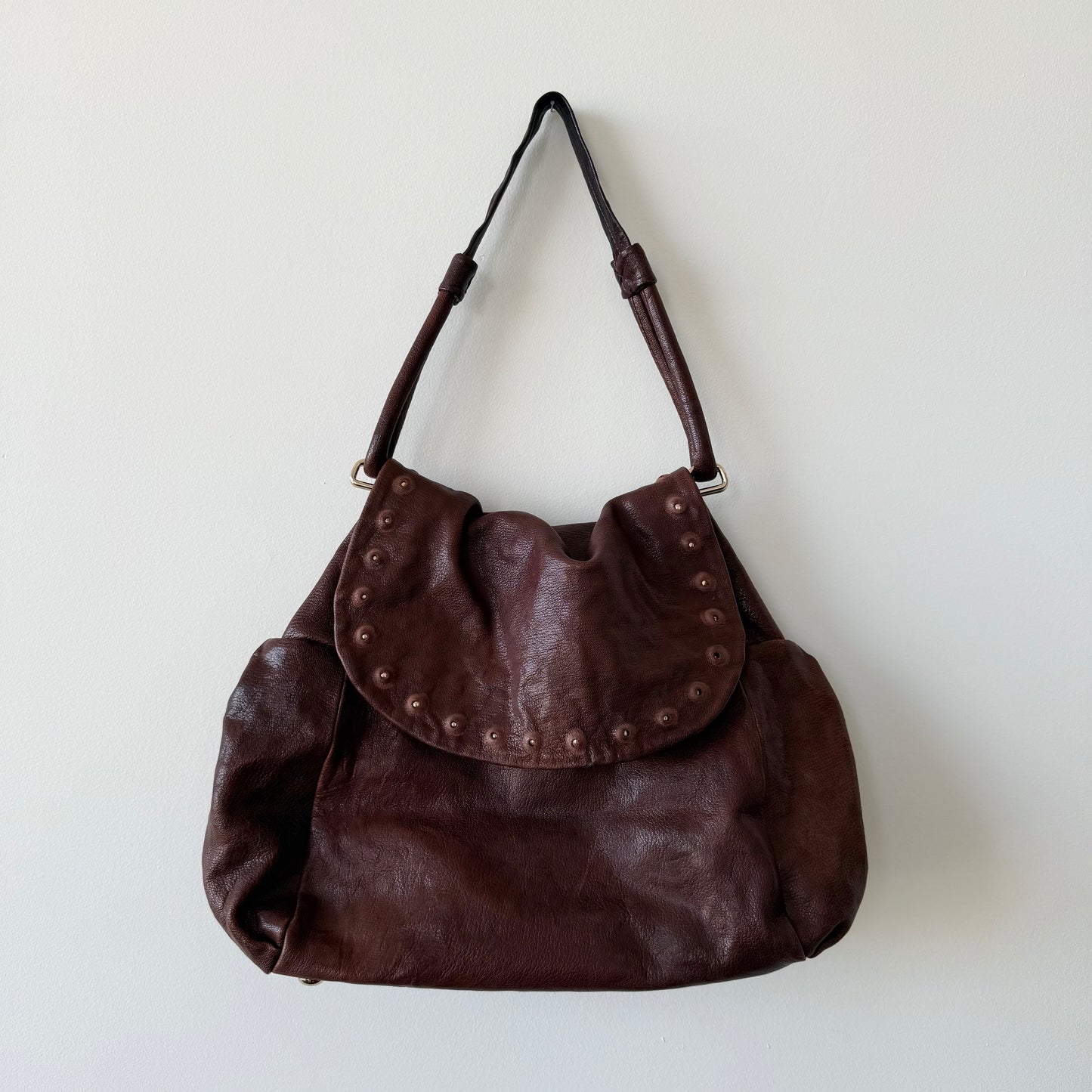 Vintage Leather Studded Shoulder Bag