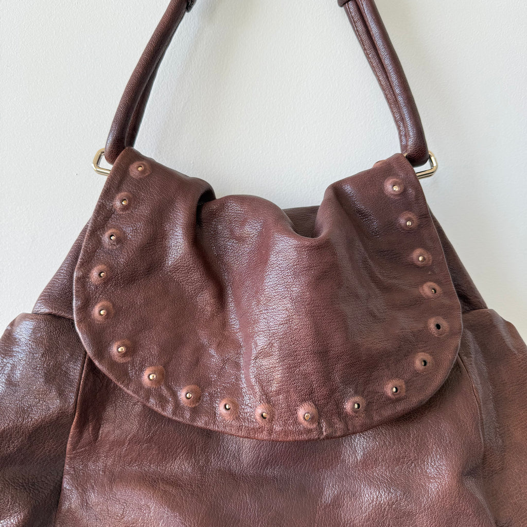 Vintage Leather Studded Shoulder Bag