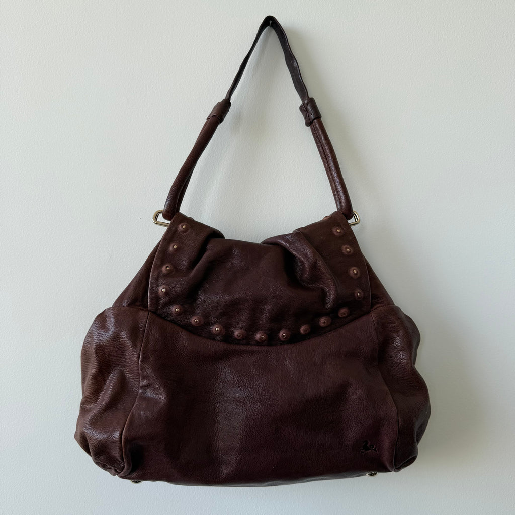 Vintage Leather Studded Shoulder Bag