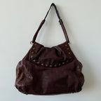 Vintage Leather Studded Shoulder Bag