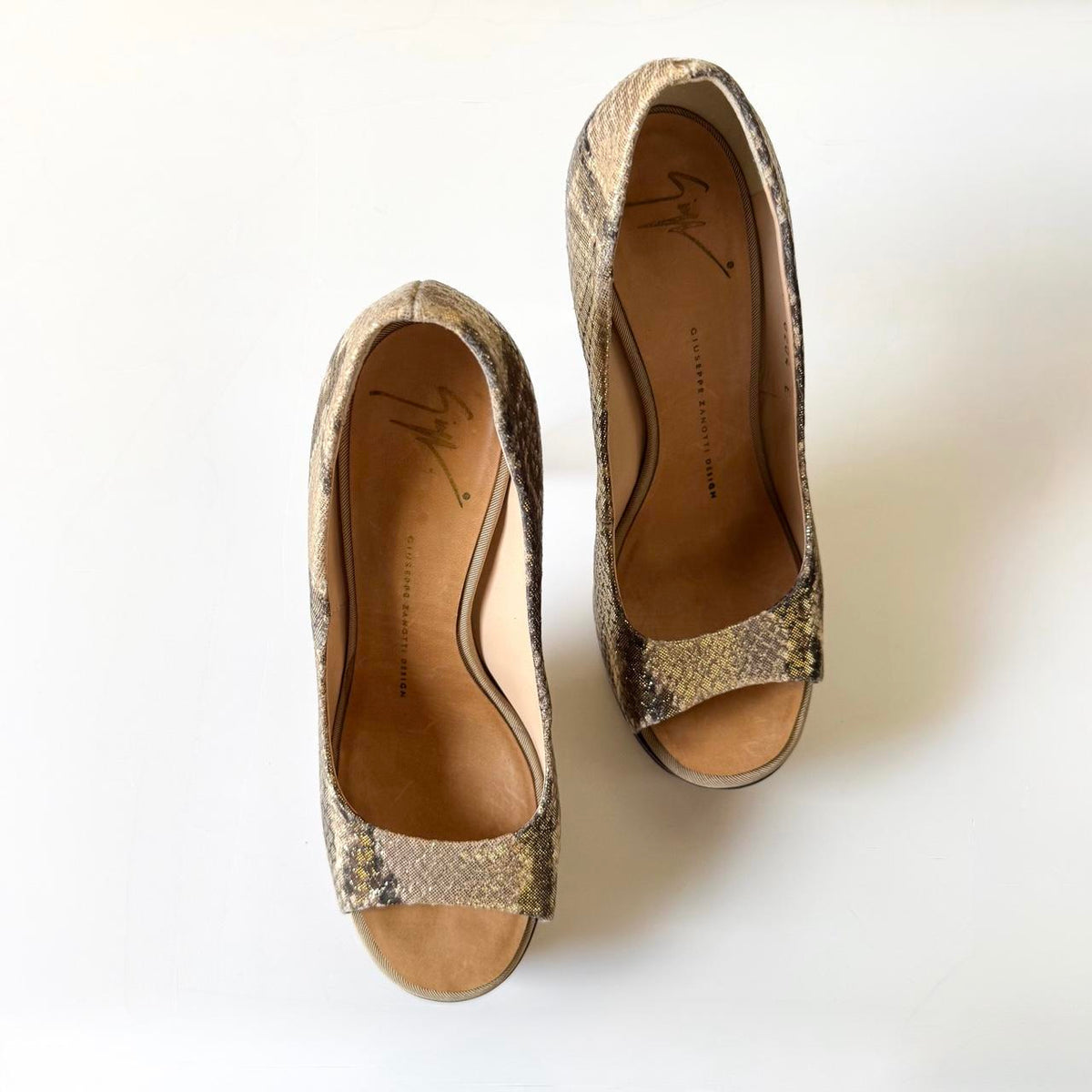 Giuseppe Zanotti Python Cork Platform Heels (37)