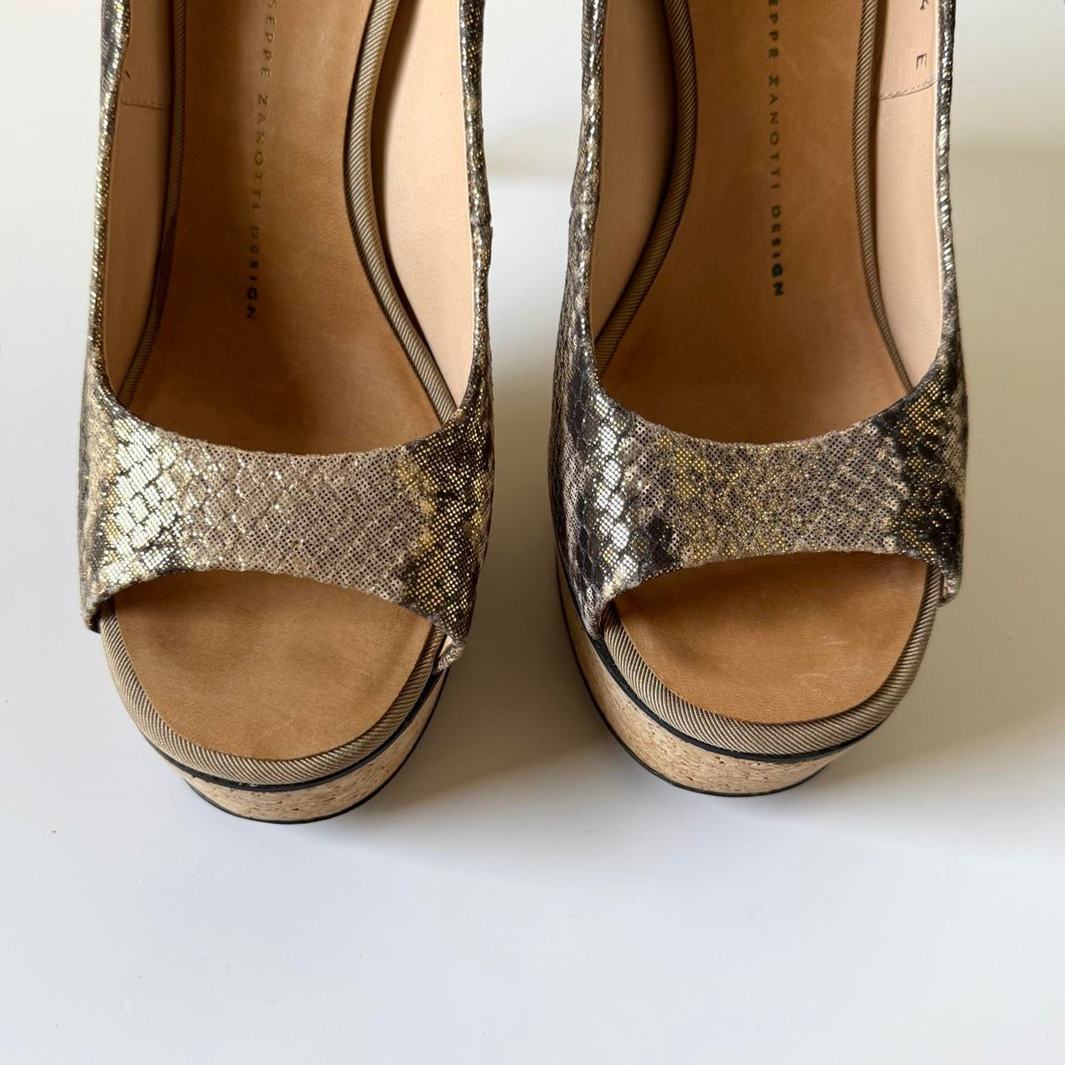 Giuseppe Zanotti Python Cork Platform Heels (37)
