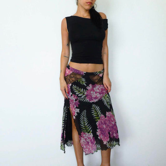 Blumarine Floral Silk Skirt