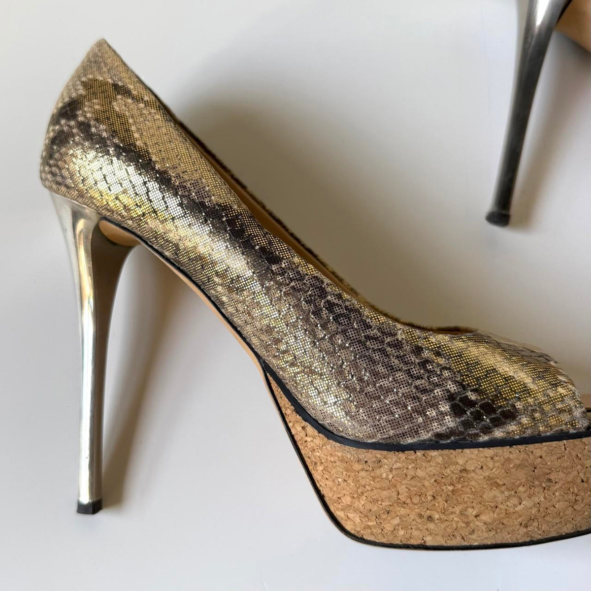 Giuseppe Zanotti Python Cork Platform Heels (37)