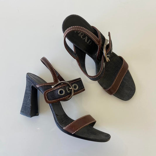 Prada Denim Sandal Heels