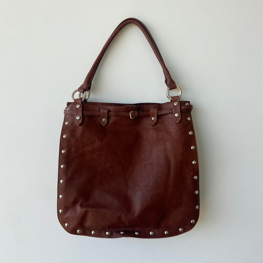 Vintage Studded Leather Shoulder Bag