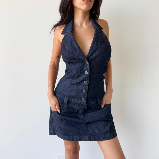 Guess Denim Halter Mini Dress