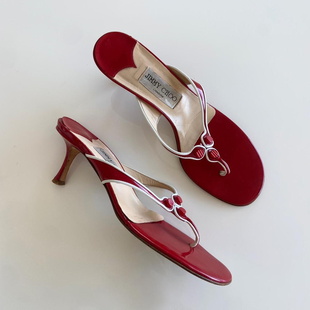 Jimmy Choo Red Sandal Kitten Heels