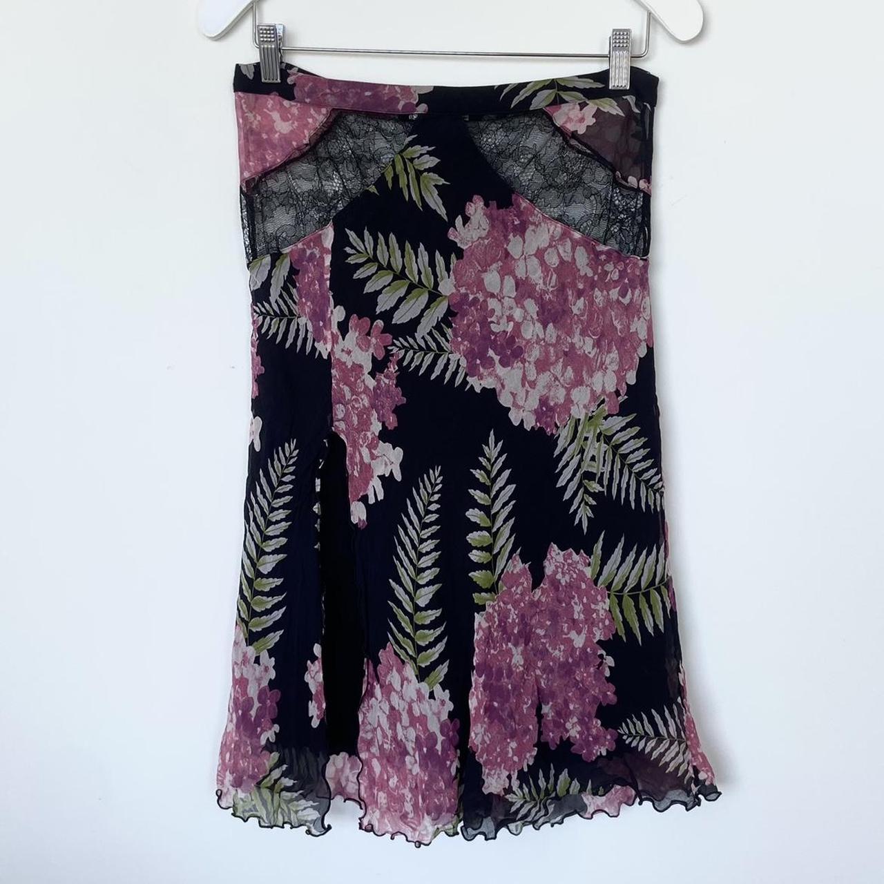 Blumarine Floral Silk Skirt