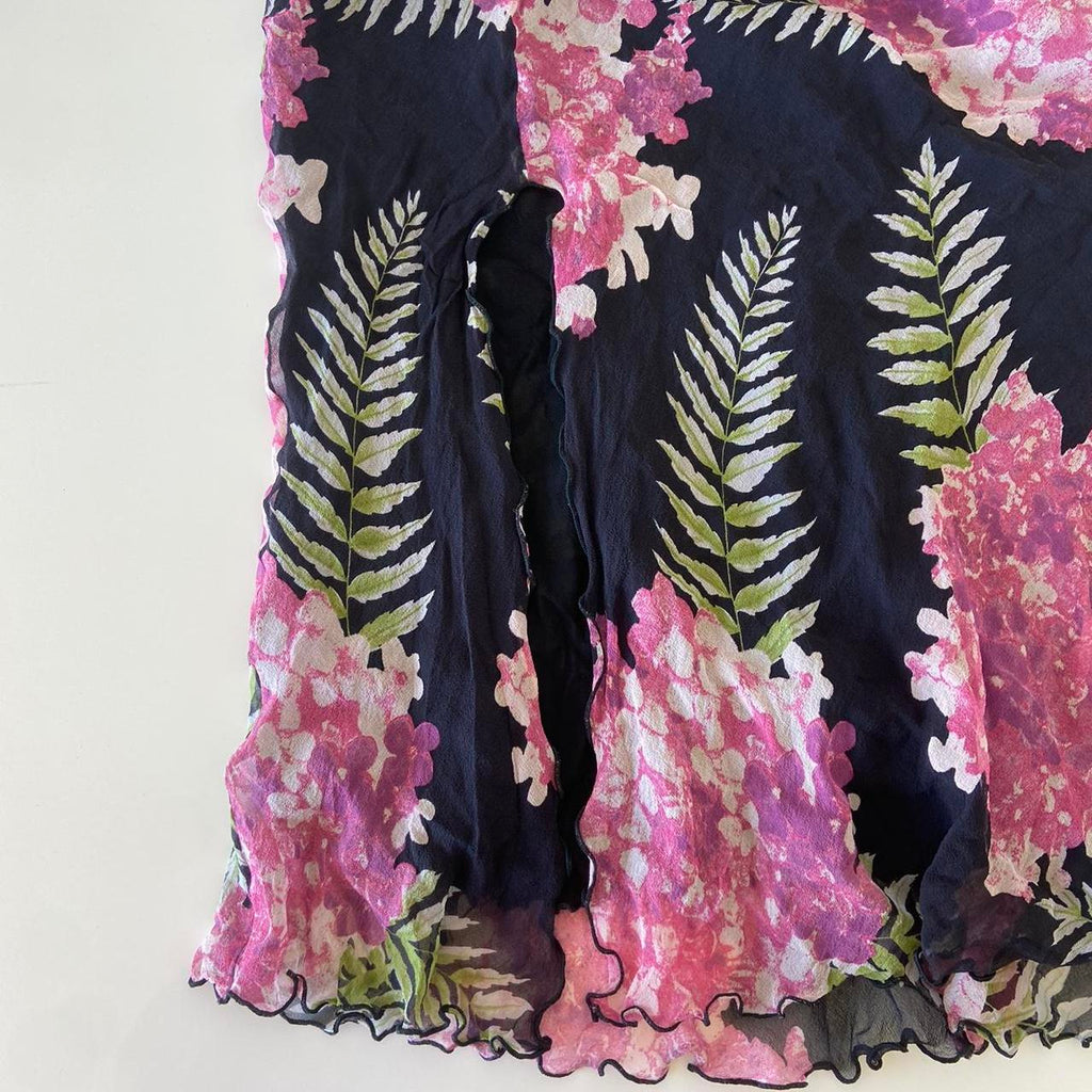Blumarine Floral Silk Skirt