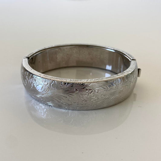 Vintage Silver Etched Bangle